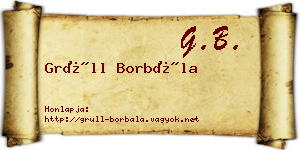 Grüll Borbála névjegykártya